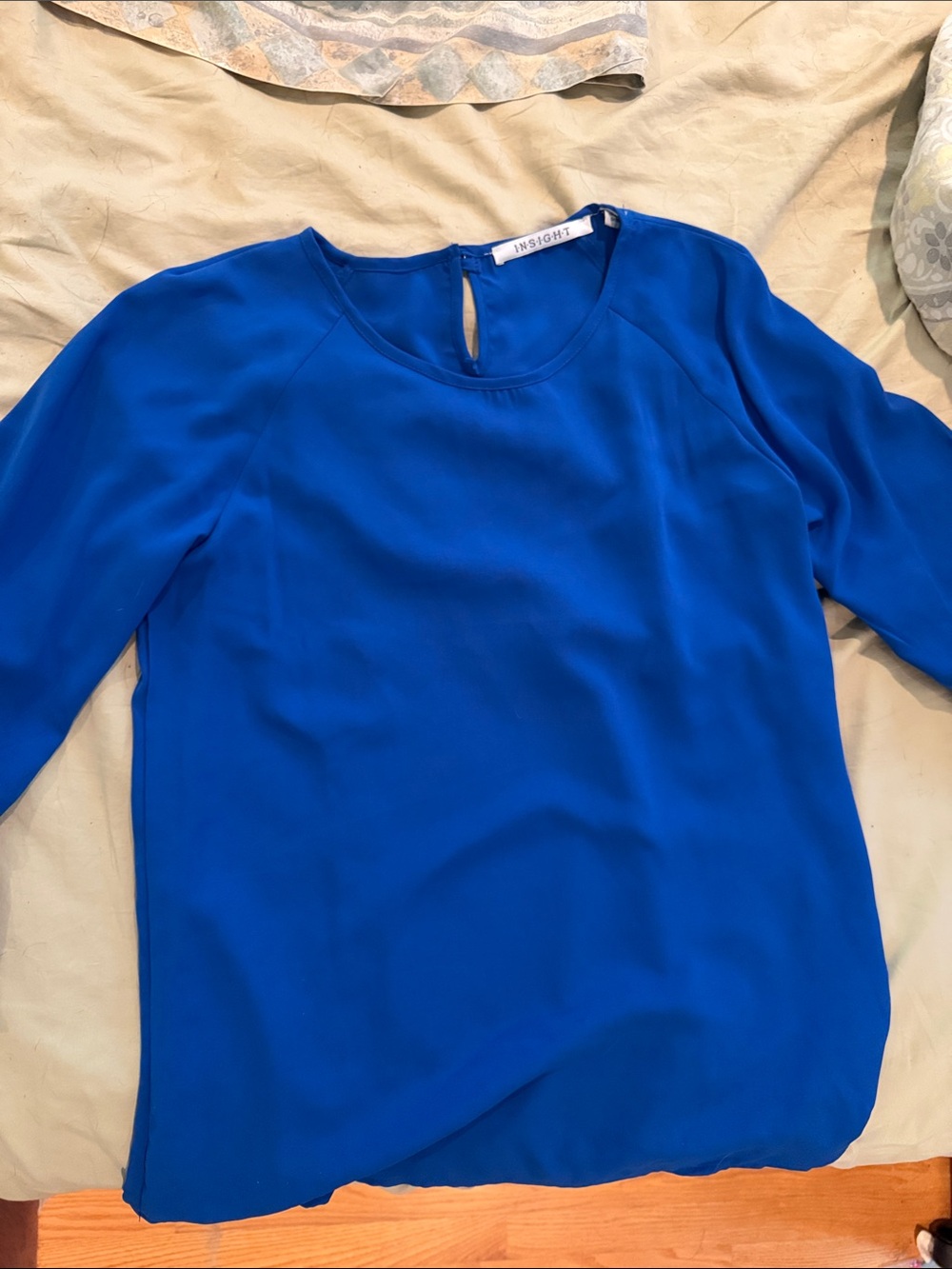 Insight Cobalt Blue Keyhole Long Sleeve Blouse